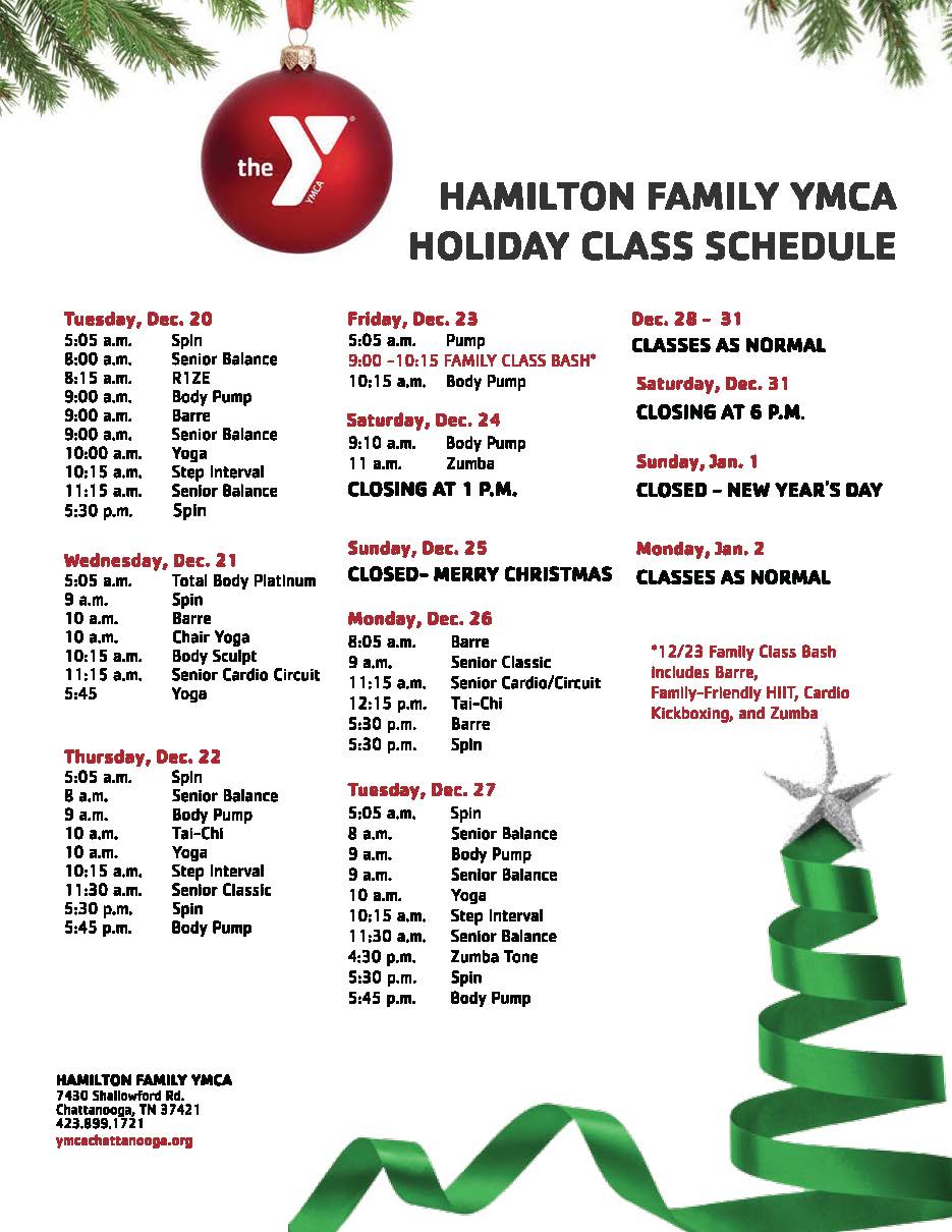 Holiday Class Schedules